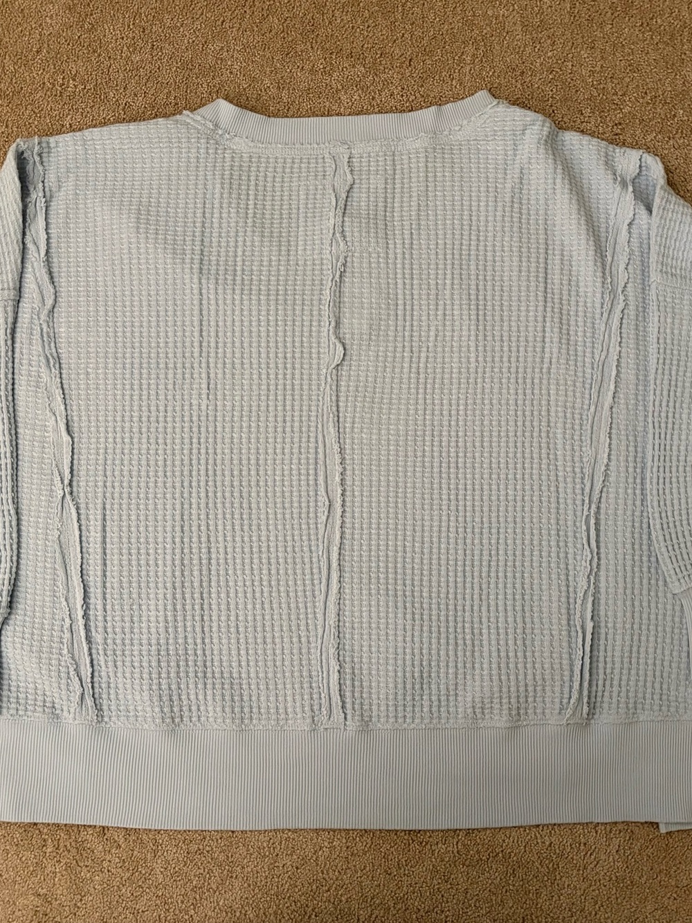 American Eagle Women’s Pale Blue V-Neck Waffle Knit Sweater - Picture 4 of 8